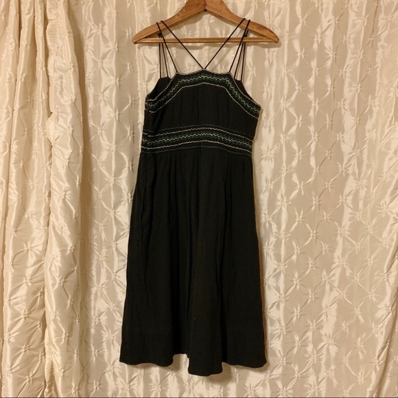 Anthro Maeve Black Smocked MIDI Dress - Picture 12 of 13